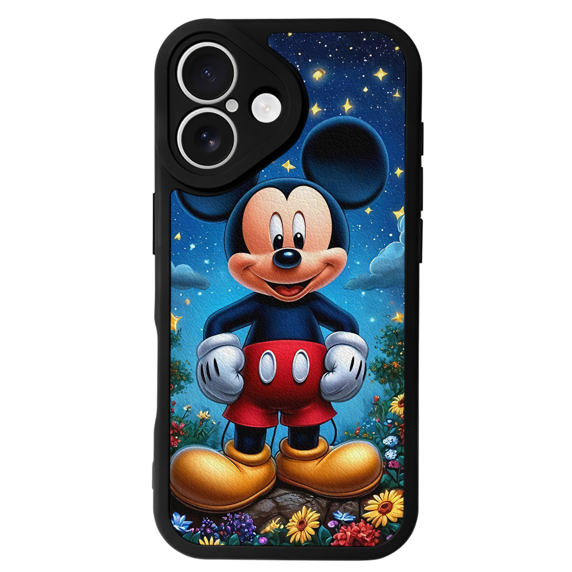 （画像用） ミッキーマウス Mickey Mouse 【iPhone 16シリーズ対応】シリコンスマホケース（レザー調） 材質：シリコン